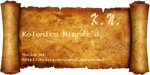 Kolonics Nimród névjegykártya